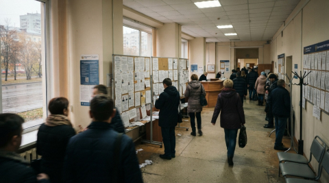 Биржа труда с объявлениями о вакансиях в Екатеринбурге, общий план к региональной новости 