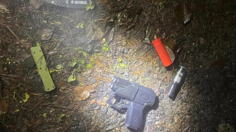 В заброшенном лагере Петербурга задержали компанию с мачете и пистолетом 