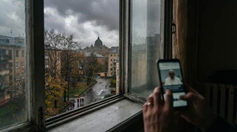 Собор Святого Петра в Ватикане на фоне неба, Петербург следит за здоровьем понтифика 