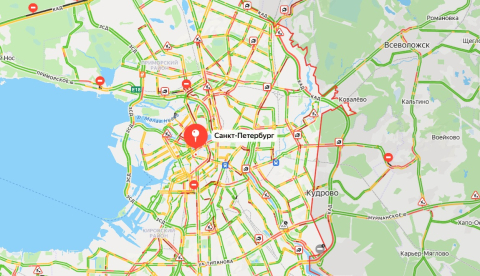  Пробки в Петербурге достигли 8 баллов вечером 12 октября 