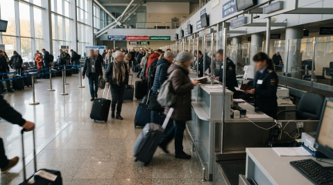 Зал таможенного контроля в аэропорту Кольцово в Екатеринбурге 