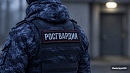 Сотрудник Росгвардии со спины, нашивка «Росгвардия» на бронежилете 