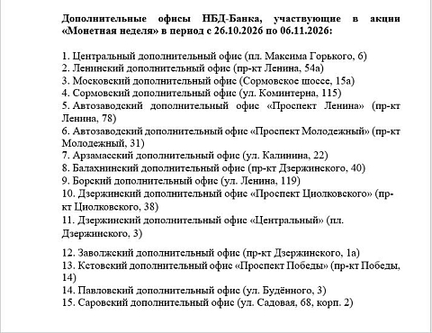 НБД-Банк обменяет мелочь в рамках Всероссийской акции «Монетная неделя»